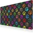 thumbnail image 1 of Desktop Mat Black, XXL Mouse Pads Pc Mouse Pad, Mat Mouse Pad Non-Slip Rubber Base Waterproof with Stitched Edges, 35.4 X 15.7 inch for Work/Game/Office/Home Colorful Animal Pets Dog Paw, 1 of 7