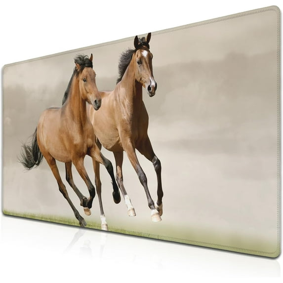 Desktop Mat Horses Computer Pad, Large Mouse Pads Desk Mat for Men Mouse Pad for Men, Computer Desk Decorations Waterproof Non-Slip Rubber Base, 35.4 X 15.7 inch for Work/Game/Office/Home