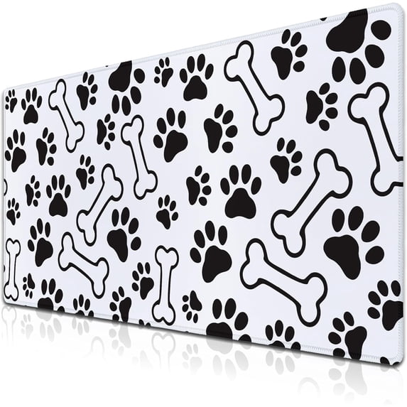 Desktop Mats Laptop Desk Mat Gaming Mouse Pad Extra Large Mouse Pads Computer Mats Office Pad Waterproof Non-Slip Rubber Base 35.4 X 15.7 for Game Office, Dogs Paws and Bones