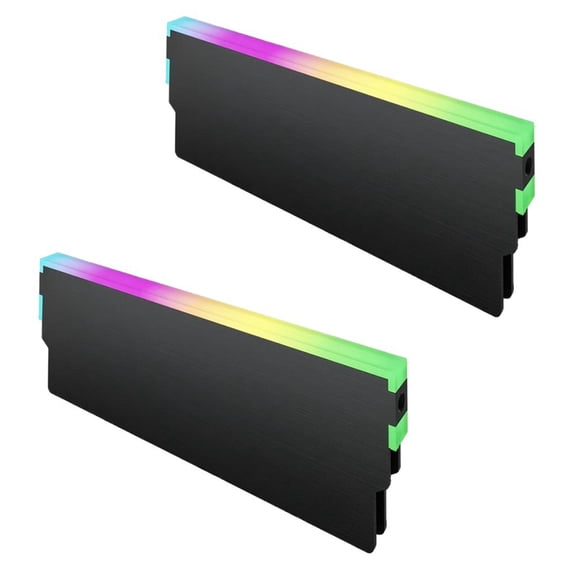 Desktop Memory Heatsink Coolers ARGB Light Metal Shell Set for Windowed Gaming Towers, Styling Upgrade, Heat Support, 2 Pack