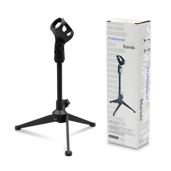 Desktop Mic Stand, Desktop Mic Stand Foldable Table Microphone Stand, Tool-Free Adjustable Height for Streaming Recording Podcasting, Universal Tripod Mic Clip