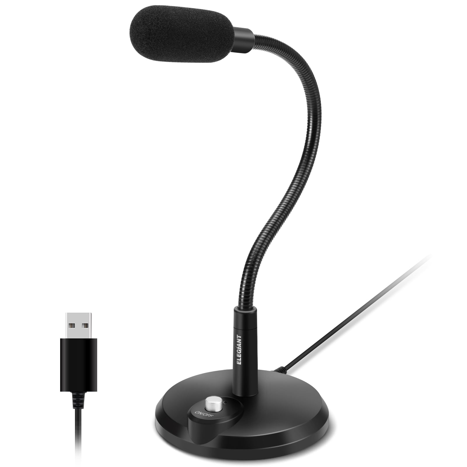 Desktop Microphone, ELEGIANT Condenser Computer USB Microphone, Plug and Play Laptop Microphone, PC Microphone with Mute Button Compatible with Zoom Skype Youtube Podcast Windows