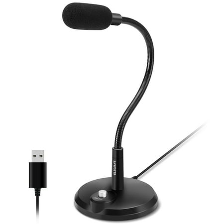 Desktop Microphone, ELEGIANT Condenser Computer USB Microphone, Plug and Play Laptop Microphone, PC Microphone with Mute Button Compatible with Zoom Skype Youtube Podcast Windows