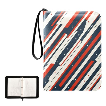 400 Pockets Trading Cards Album,Card Binder 4-Pocket, Cards Collector Album Holder Fits 400 cards with 50 removable sheets Stripes and Stars Pattern