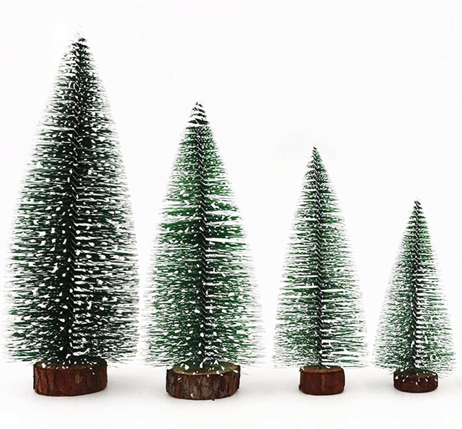 Desktop Mini Christmas Tree Set of 4 - Miniature Pine Trees with Snow ...