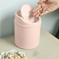 thumbnail image 1 of Desktop Mini Cute Can with Swing Lid, Space Saving PP Cylindrical Tiny Garbage Can, Size: 6.3" x 4.92" Pink, 1 of 6