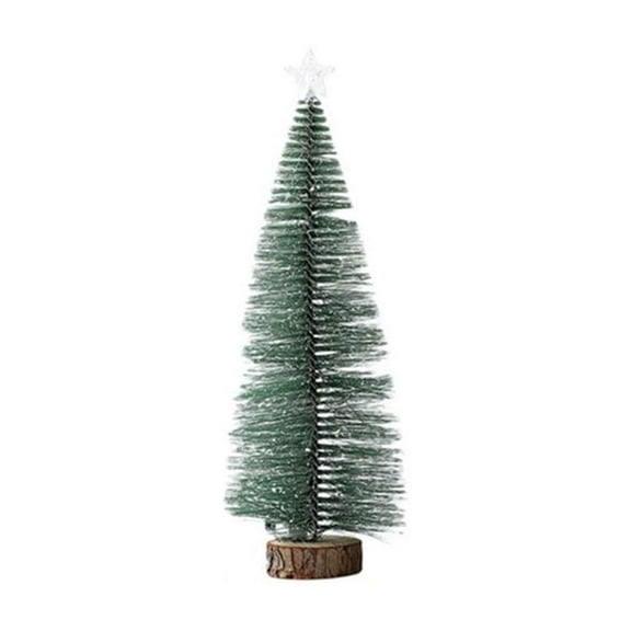 Desktop Miniature Christmas Trees with String Lights, Mini Pine Tree with Snow and Wooden Base for Xmas Holiday Party Home Tabletop Decor, Small Festive Tree Decorations with Multi-Color LED