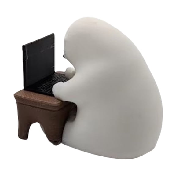 Desktop Miniature Coder Bear Sculpture Funny Bear with Laptop Computer Figurine Ornament Decors for Creative Gift Giving