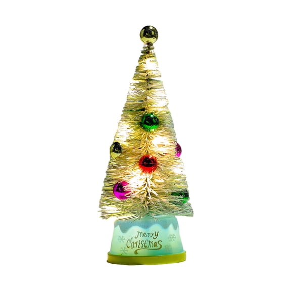 Desktop Miniature Snow Pine Tree Christmas Trees with LED Light Balls Table Decor Winter Home Decorations New Year