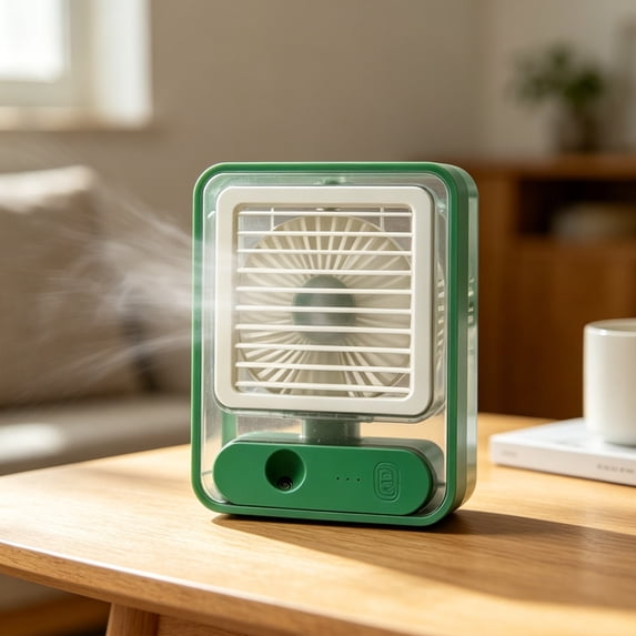 Desktop Mist Humidifier Fan USB Rechargeable Silent Compact Personal Air Circulator Adjustable Tilt Cooling Fan for Office Dorm Bedroom