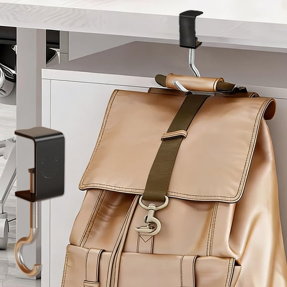Desktop Mounted Bag Hook | Clamp-On Backpack Hanger & Portable Headphone Stand | Adjustable Desk Organizer Accessory | Stainless Steel | Fits 0.98in Surfaces | Gray, Black, White | Space Saving
