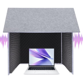 Desktop Noise Reduction Booth, 80x80cm Soundproof Cover, Black, Acoustic Foam Panels 0.47" Thick, Portable Sound Absorbing Foam for Studio, Recording, Voice Over