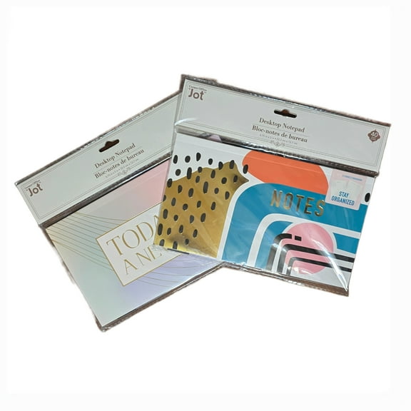 Desktop Notepad - Set of 2 "Today is a New Day" and "Notes" Geometric Pring - 40 Sheets Each - 80 Pages Total