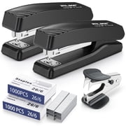 Desktop Office Stapler, 2 Pack Stapler Set with 2000 26/6 Staples and Staple Remover, 25 Sheet Capacity, Non-Slip Base, 