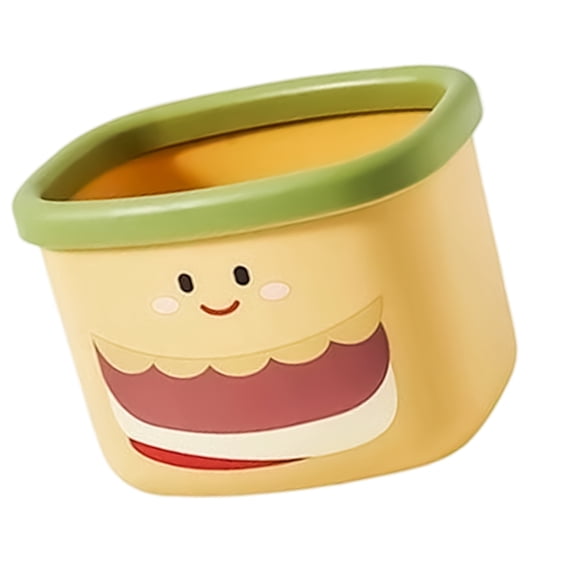 Desktop Organiser Cartoon Hamburger Plastic Trash Can Countertop Waste Bin Storage Container For Home And Office Use