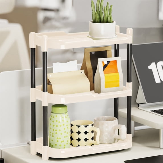 Desktop Organizer,13.98in Multi-layer Plastic Storage Rack for Office Home Bedroom Kitchen Supplies Organization