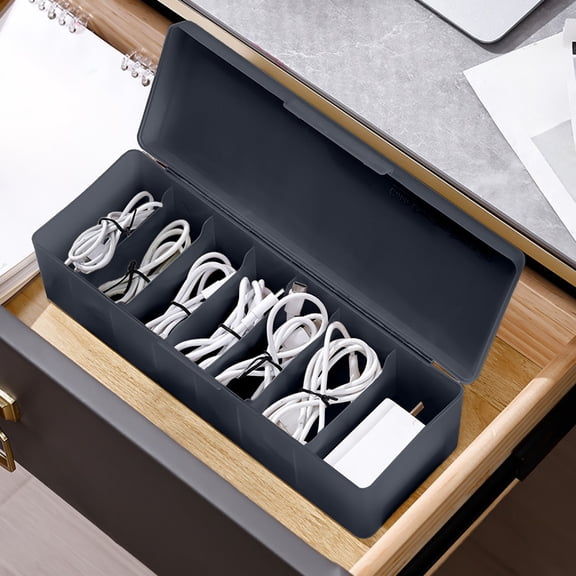Desktop Organizer, 7 Compartment Flip Top Clear Plastic Storage Box for Small Parts, Desk Drawer Organizer for Data Cables and Charging Heads, Travel Home Office Storage Home Travel