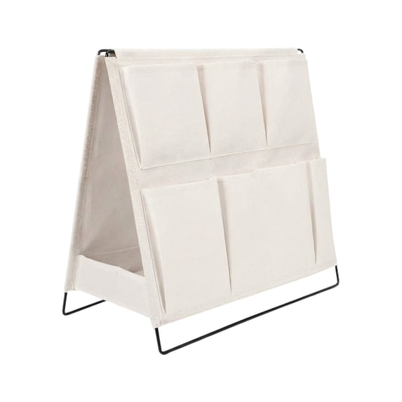 Desktop Organizer 7-Pocket Storage Rack with Metal Frame, 13.8x12.6x6.7 Inches, for Office Desk Study Bedroom Entryway