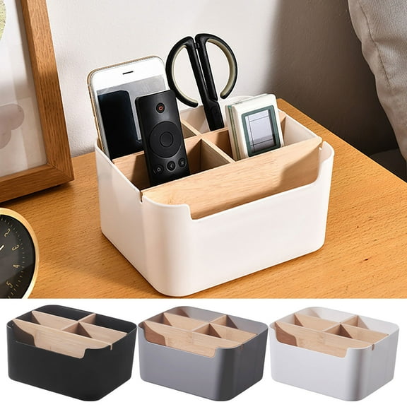 Desktop Storage Organizer Box | Multi-Compartment Plastic Storage Shelf | Office Supplies Holder | Cosmetic & Sundries Organizer | 5 Compartments | Space-Saving Design