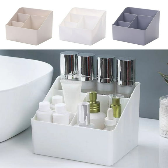 Desktop Organizer Box Multifunctional Storage Rack for Home Office Living Room Dorm Cosmetics Remote Control 18x15x13.5cm ABS Plastic White Beige Gray Stepped Mesh Design