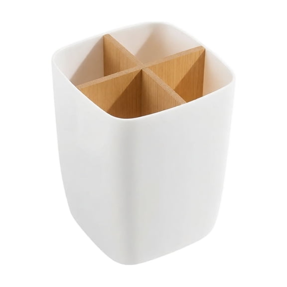 Desktop Organizer Box with 4 Compartments Bamboo Wood Insert Storage Holder for Cosmetics Remote Controls Office Supplies