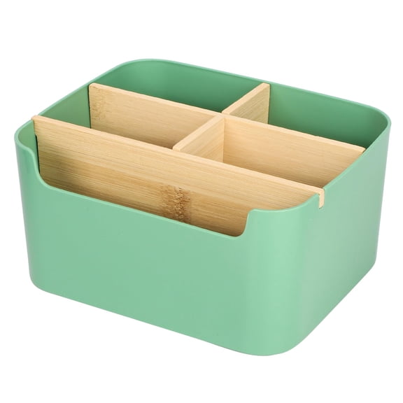 Desktop Organizer, Detachable Bamboo Remote Control Holder, Desk Storage Box Pencil Pen Holder Caddy for Office Home Bedside Nightstand Organization