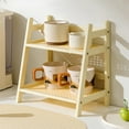 thumbnail image 1 of Desktop Organizer, Double Layer Storage Shelf, Wooden Countertop Organizer for Kitchen Office Desk, Space Saving for Office Kitchen Dorm, 1 of 6
