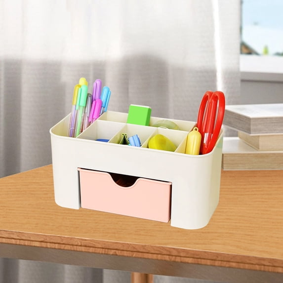 Desktop Organizer with Drawer, synthetic Desk Storage container for Student Stationery, Jewelry and Cosmetics, Small Office materials Organizer for Desktop