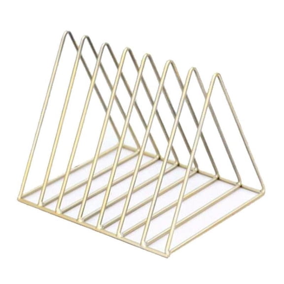 Desktop Organizer, Magazine File Rack Book Record Triangle File Divider,Office Desk Supplies Decor Home Office - Golden-S