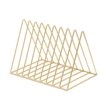 Desktop Organizer, Magazine File Rack Book Record Triangle File Divider,Office Desk Supplies Office - Golden-L