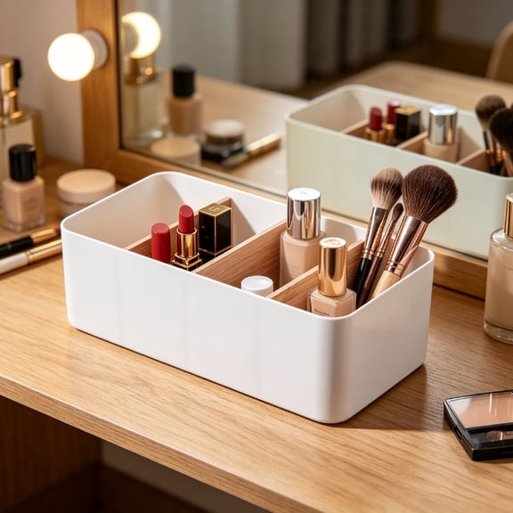 Desktop Organizer,Makeup Organizer Storage Basket,Remote Control Holder,Multi-Compartment Desk Organizer for Office Home Bedside Nightstand Organization
