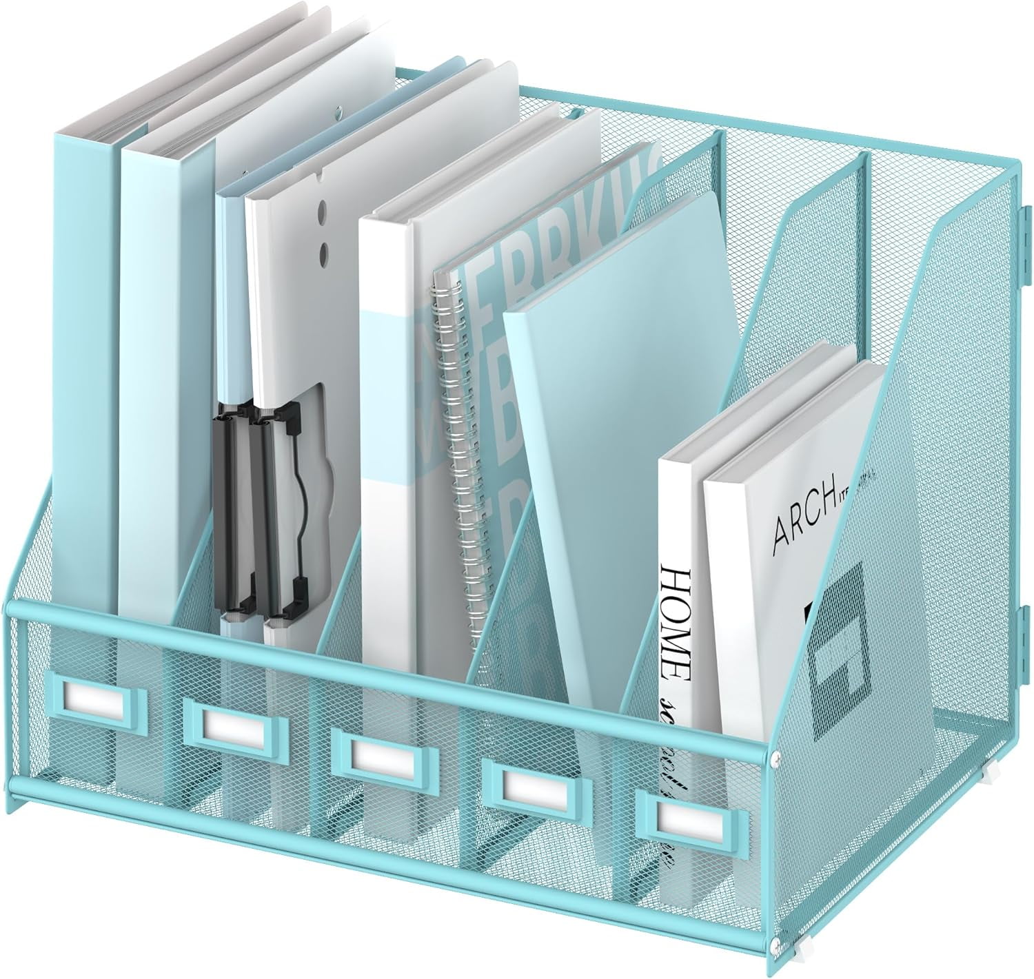 Desktop Organizer Metal Desktop Magazine File Rack with 5 Vertical ...