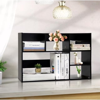 Desktop Organizer Office Organization Storage Rack Adjustable Wood Display Shelf Black