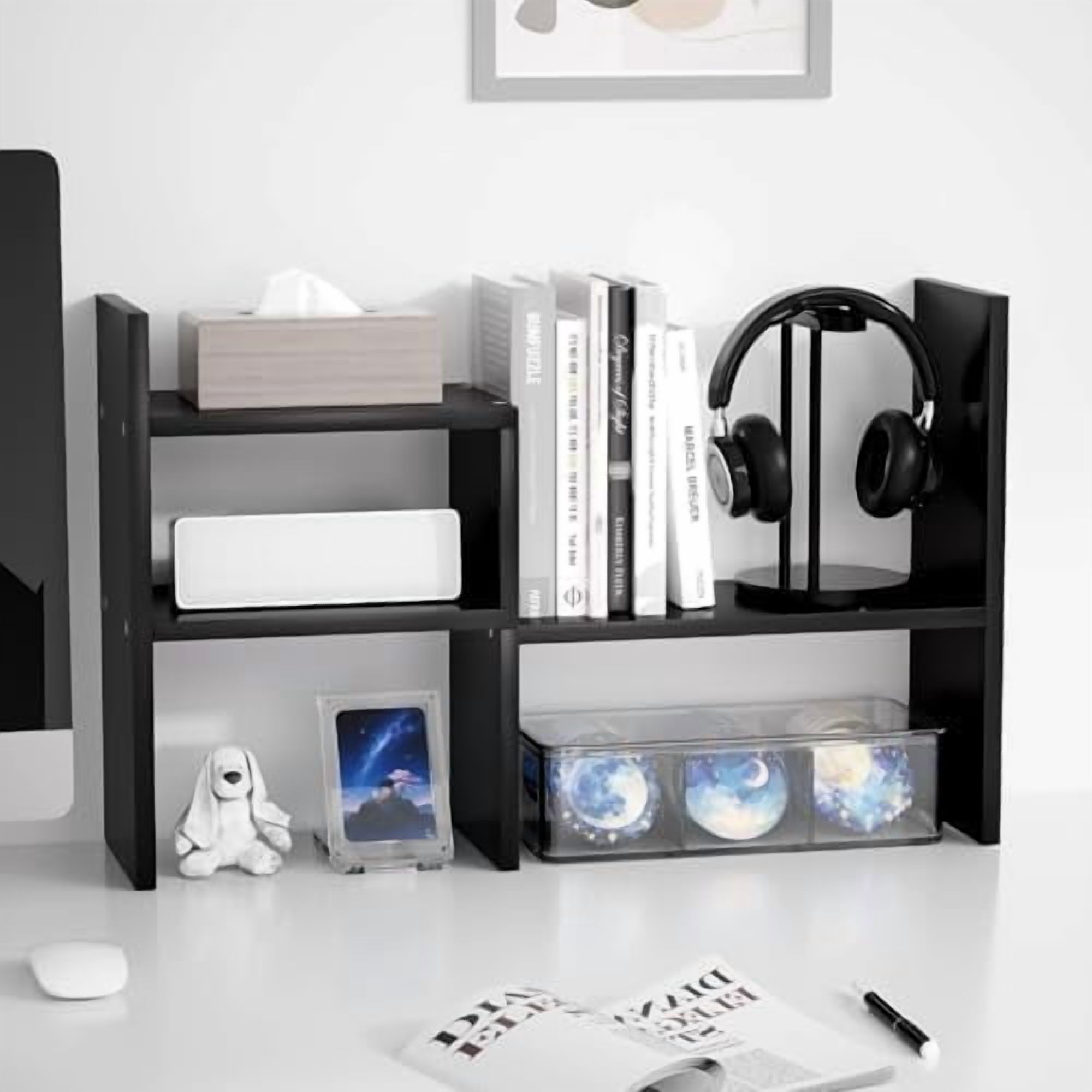 Gift Rack Stand Desktop Organizer Office Storage Rack Adjustable Wood Display Shelf ...