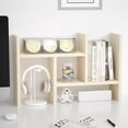 thumbnail image 1 of Desktop Organizer Office Storage Rack Adjustable Wood Display Shelf Free Style Double H, Multi-Functional Mini Bookshelf for Desk Natural Stand, 1 of 17