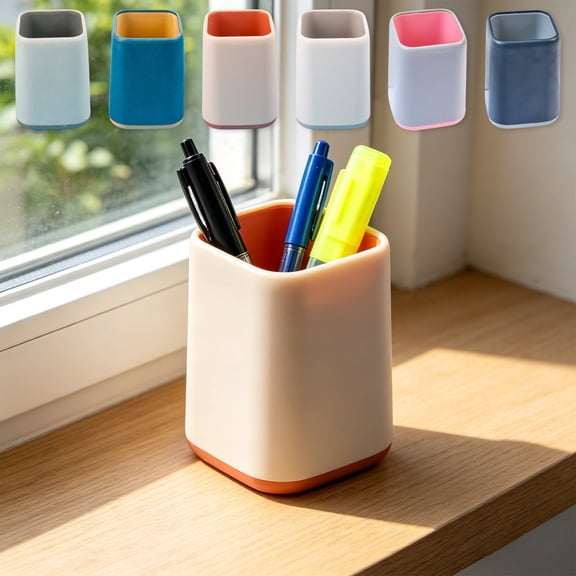 Desktop Organizer, Pen Holder Desk Caddy, Multifunctional Pencil Cup, Sturdy Plastic Storage, Minimalist Office Accessory, Topliu