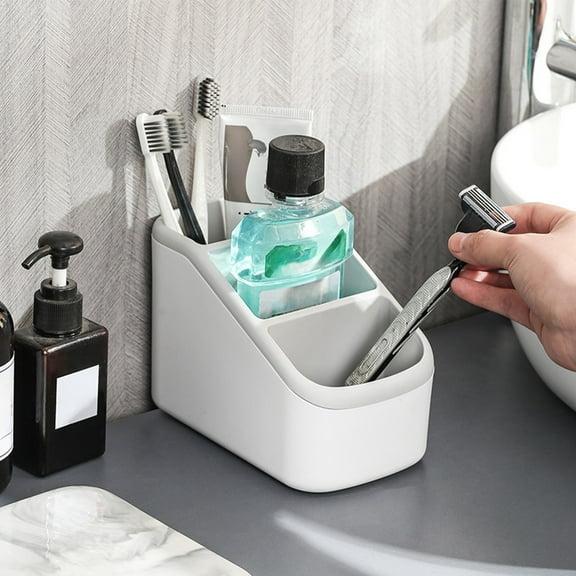 Desktop Organizer Storage Box with Multi Compartments, Large Capacity Cosmetic & Office Supply Holder for Bathroom Vanity, Kitchen Counter and Desk Clutter Control