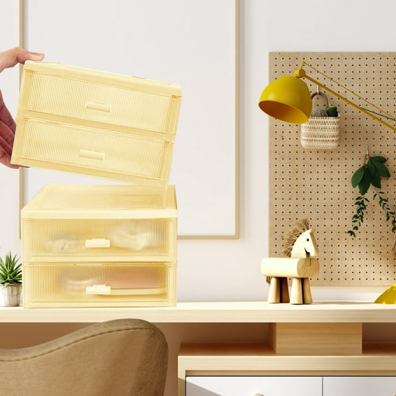 Desktop Organizer, Storage Drawer Unit, Large Capacity, Transparent Cover, Convenient Handles, for Home Office Desk Tidy