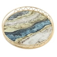 thumbnail image 1 of Desktop Organizer Tray Marble Pattern Serving Tray Cup and Mugs Holder Round Multipurpose Vanity Decorative Tray for Bathroom Living Room Lake Small, 1 of 9