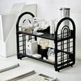 thumbnail image 1 of Desktop Organizer, Versatile Storage Rack For Kitchen Bathroom Office, 2-Tier Plastic Display Shelf Space Saving Easy Assemble, Black, 1 of 6
