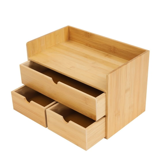 Desktop Organizer with Drawers Small Bamboo Desktop Organizer Storage Box with 2/3/4 Drawers, Simple Design