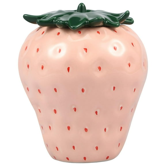 Desktop Ornament 2 Strawberry Shaped Jar Ceramic Candy Jar with Lid Cute Container for Tea Coffee Snack and Decorative Vase