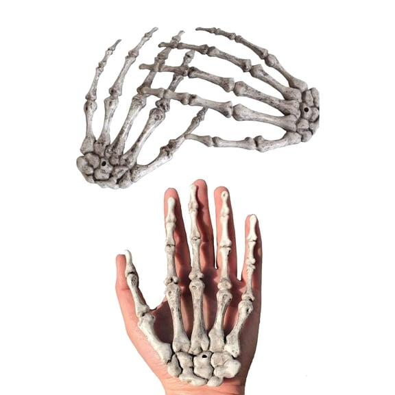Realistic Halloween Skeleton Hands Desktop Ornament Scary Party Props Human Bone Decorations For Events 2PCS