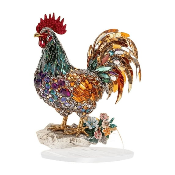 Desktop Ornament - Acrylic Decorative Ornaments - 2D Flat Rooster Figurine Colorful Acrylic Desktop Decor For Home Or Tv Stand With Elegant Floral And Style Ornament - 1 Rooster Ornament