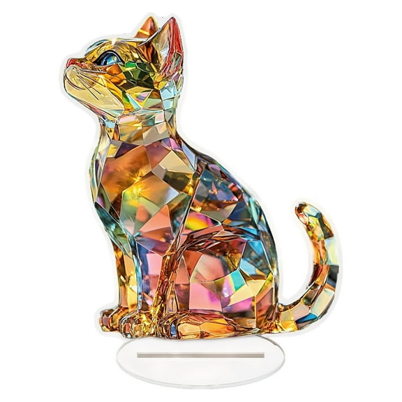 1 Cat Figurine - Colorful Desktop Decoration Acrylic Decorative Logo Cat Colored 2D Flat Decoration Mini Cat Decoration Desktop Decoration
