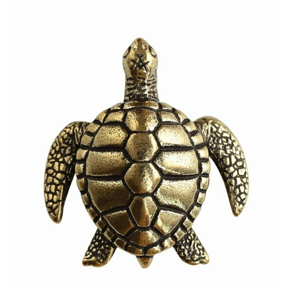 Brass Desktop Ornament Turtle Figurine - Feng Shui Longevity and Luck for Home Decorative Sculpture for Living Room or