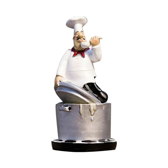 Desktop Ornament Chef Figurines Country Happy Chef Resin Figurine for Home and Restaurant Tabletop Collectible