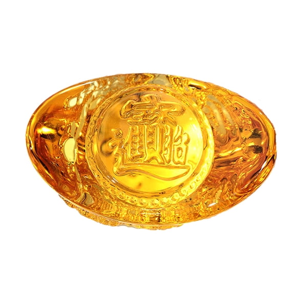 Crystal Golden Ingot Feng Shui Ornament with Dragon Design for Decoration 1 Pc