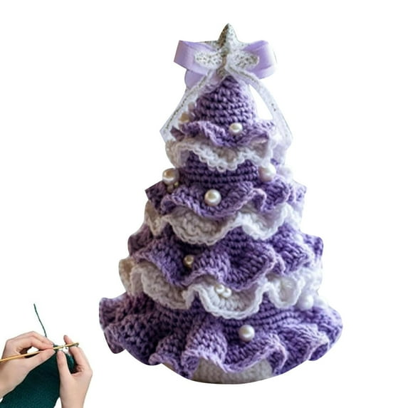 Desktop Ornament DIY Crochet Handmade Holiday Shaped Bow Pearl Party Crochet for Home Décor