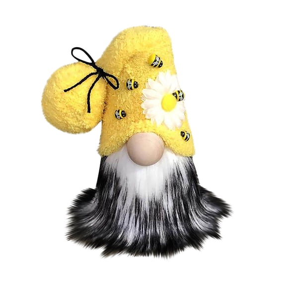 Bee Themed Figurine, Standing Plush Doll for Spring & Home Decor